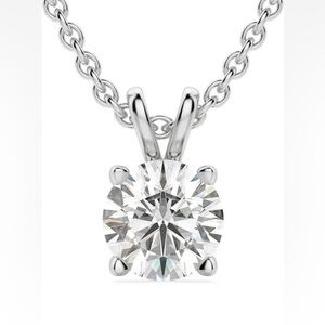 Certified 3ct Round Cut Moissanite Diamond  Necklace